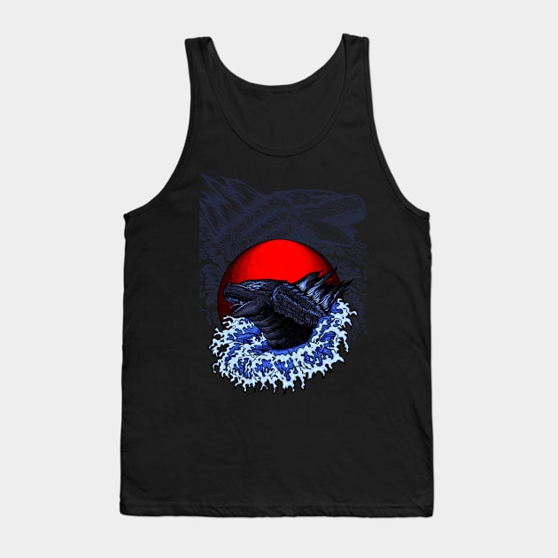 The Great Godzilla off Kanagawa Art Tank Top by Excela Studio